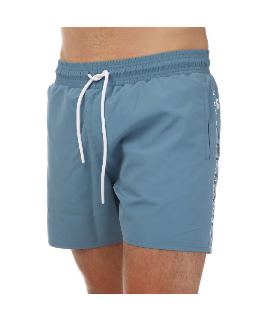 Timberland Mens Logo Swim Shorts in Blue - Size Large