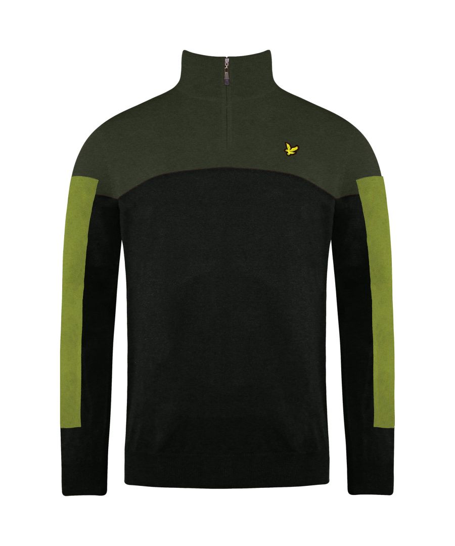 Play your best game in comfort with the moffat 1/4 zip pullover. \nA contemporary golf jumper in colour block design with a funnel neck and 1/4 zip up closure. When you spend hours on the course you need golf clothes that can stand up to the elements.  \nThe high quality merino and acrylic fabric blend ensures warmth and durability.  Pull this midlayer on over a baselayer or polo and stay warm and comfortable all day.