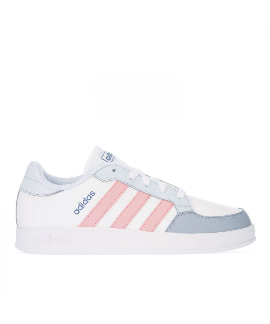adidas Girls Girl's Childrens Breaknet Trainers in White pink - Size UK 2.5
