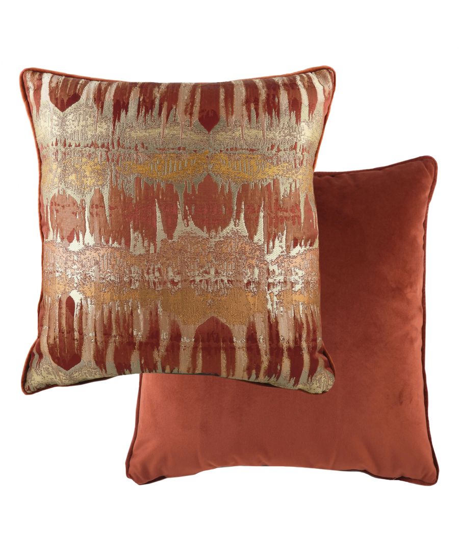 Reminiscent of ancient Peruvian artwork, the Inca cushion will introduce a luxurious and textured feel to your interior with metallic gold and silver elements and bold Velvet feel reverse and piping.