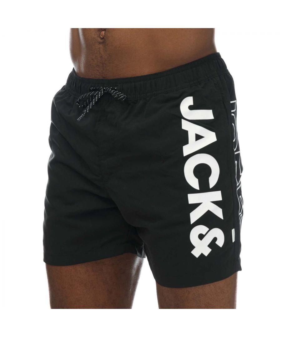 Jack & Jones Mens Aruba Swim Shorts in Black - Size Small