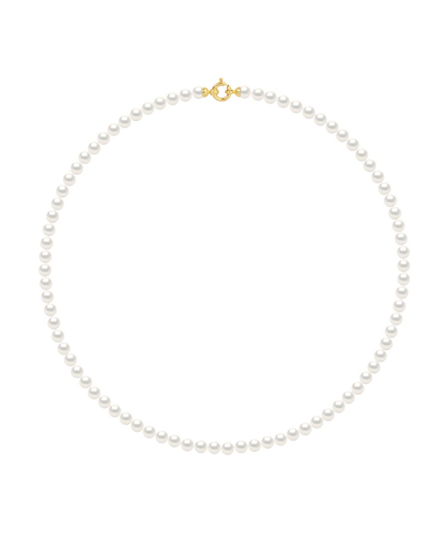 Necklace made with Cultured Freshwater Pearls Rondes 5-6 mm - Natural White Color ring clasp Gold 375 Length 42 cm , 16,5 in- - Our jewellery is made in France and will be delivered in a gift box accompanied by a Certificate of Authenticity and International Warranty