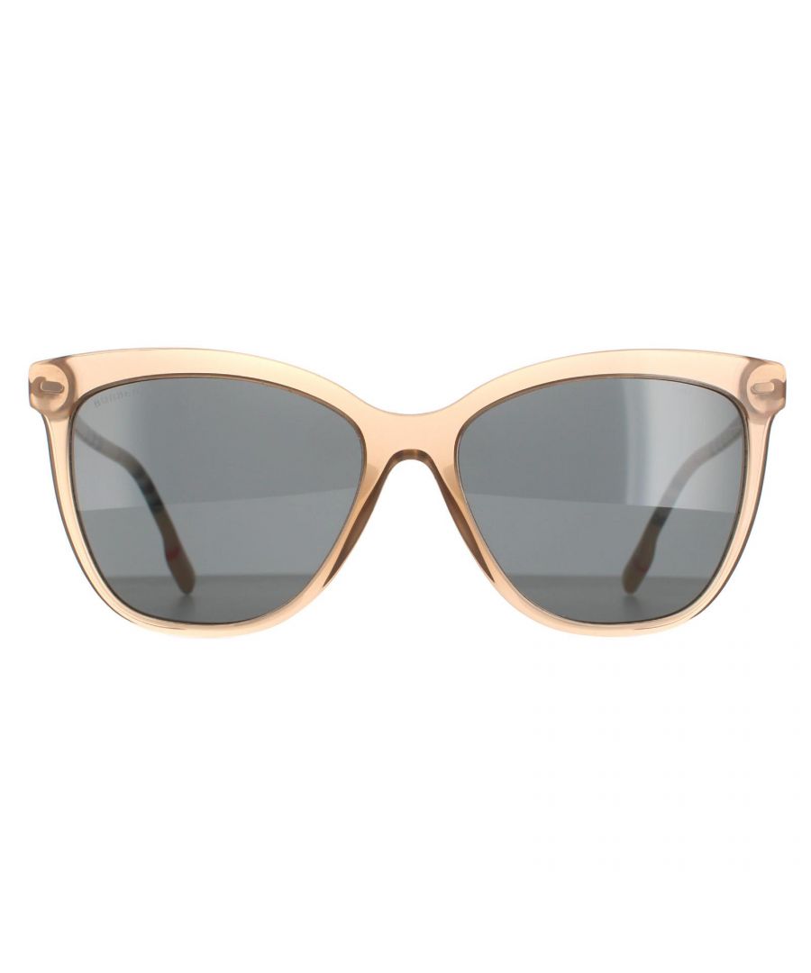 Burberry Square Womens Transparent Brown Grey BE4308 Sunglasses are an elegant square design made from lightweight acetate. The slim temples feature the Burberry text logo for authenticity