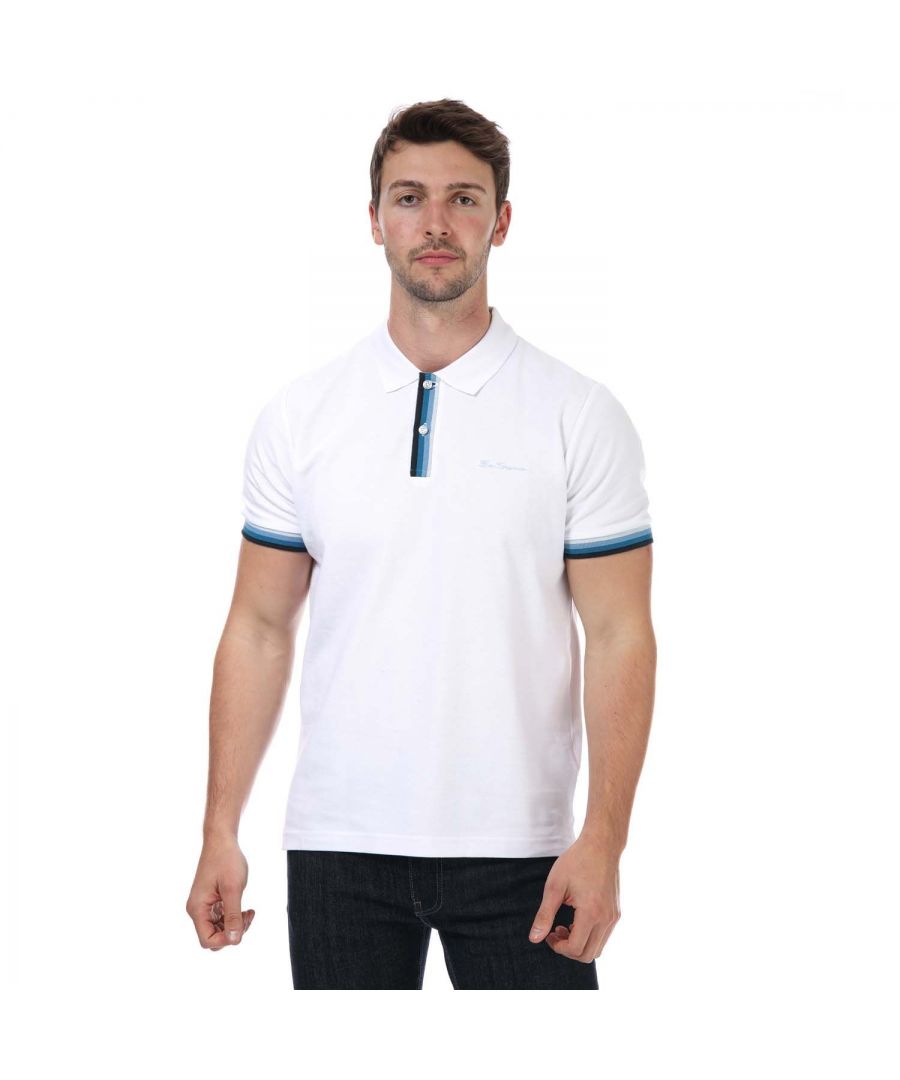 Image for Men's Ben Sherman Placket Interest Polo Shirt in White