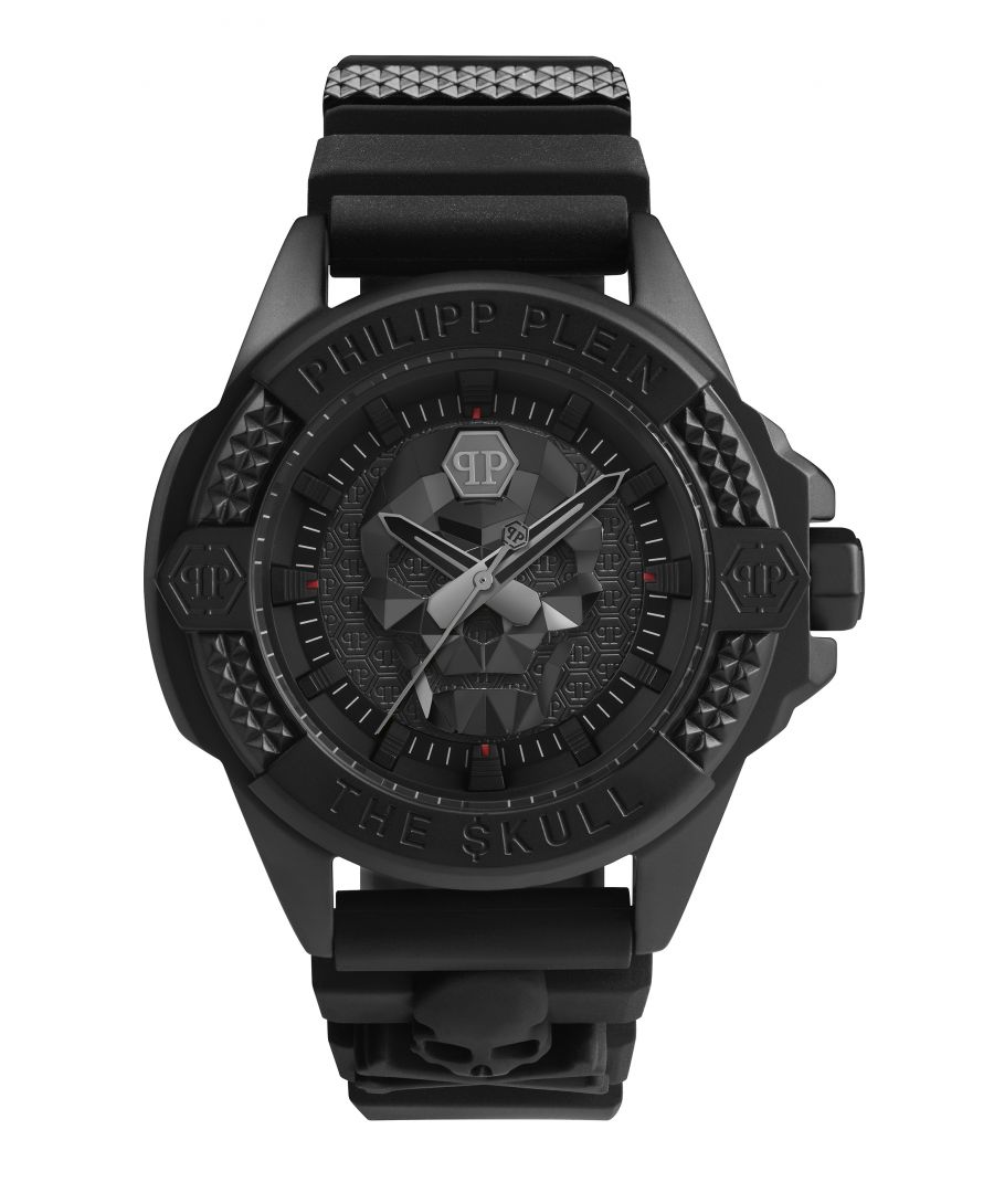 This Philipp Plein The $kull Analogue Watch for Men is the perfect timepiece to wear or to gift. It's Black 44 mm Round case combined with the comfortable Black Silicone watch band will ensure you enjoy this stunning timepiece without any compromise. Operated by a high quality Quartz movement and water resistant to 5 bars, your watch will keep ticking. The creation of THE $KULL is the creation of legacy. A legend is brought to life. This watch stands alone, it reflects Power, Energy and Originality. A statement of Power and success High quality 21 cm length and 22 mm width Black Silicone strap with a Buckle Case diameter: 44 mm,case thickness: 14 mm, case colour: Black and dial colour: Black