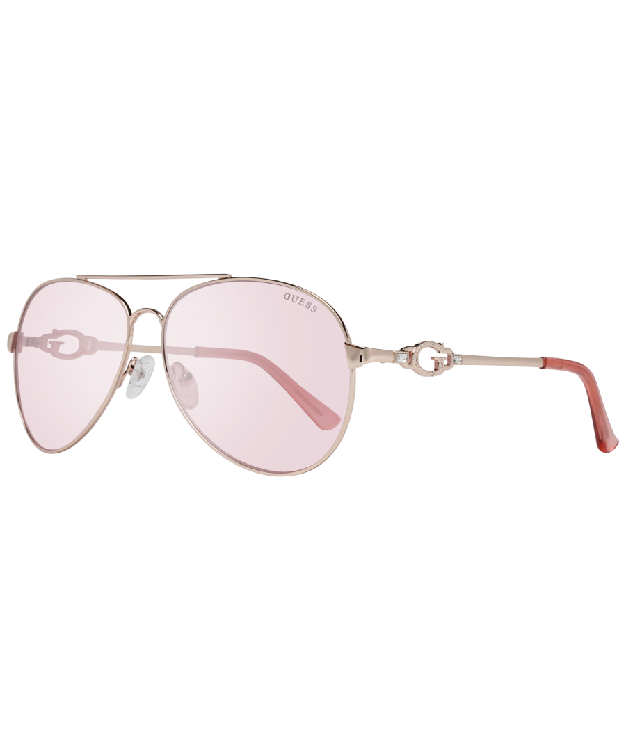 Guess GF6064 28T Rose Gold Sunglasses. Lens Width = 62mm. Nose Bridge Width = 14mm. Arm Length = 140mm. Sunglasses, Sunglasses Case, Cleaning Cloth and Care Instrtions all Included. 100% Protection Against UVA & UVB Sunlight and Conform to British Standard EN 1836:2005