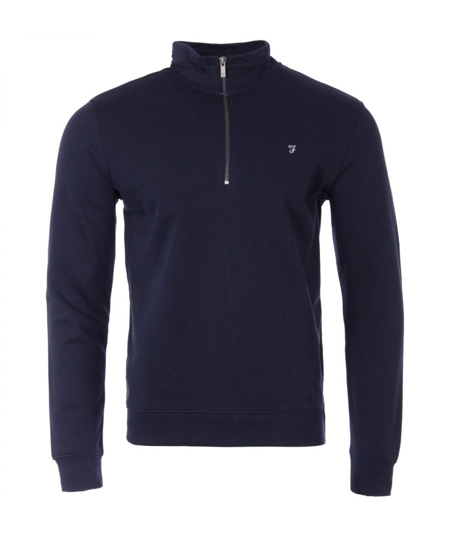 Farah Aintree-trui met 1/4 rits voor heren, marineblauw