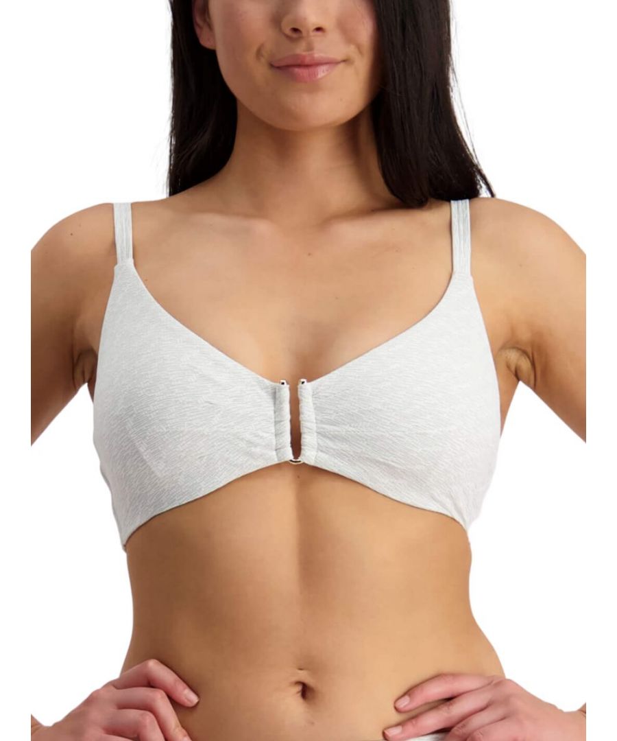 Moontide Womens Metallic Chic U Wire Bikini Top - White Polyamide - Size 30F