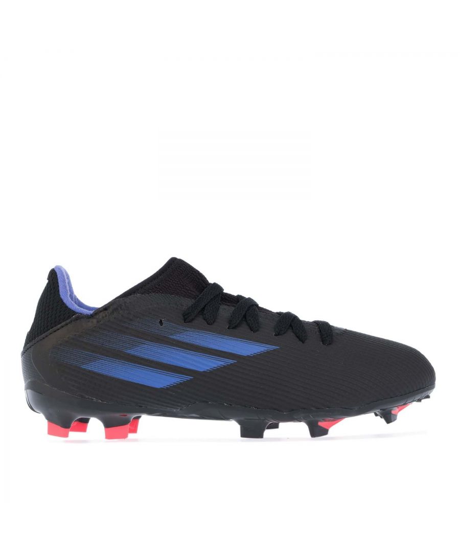 Junior adidas X Speedflow.3 FG Football Boots in black.- Lightweight mesh upper.- Lace closure.- Stretchy tongue.- Four-way stretch material.- TPU firm ground outsole.- Textile and Synthetic upper  Textile lining  Synthetic sole.- Ref: FY3306J
