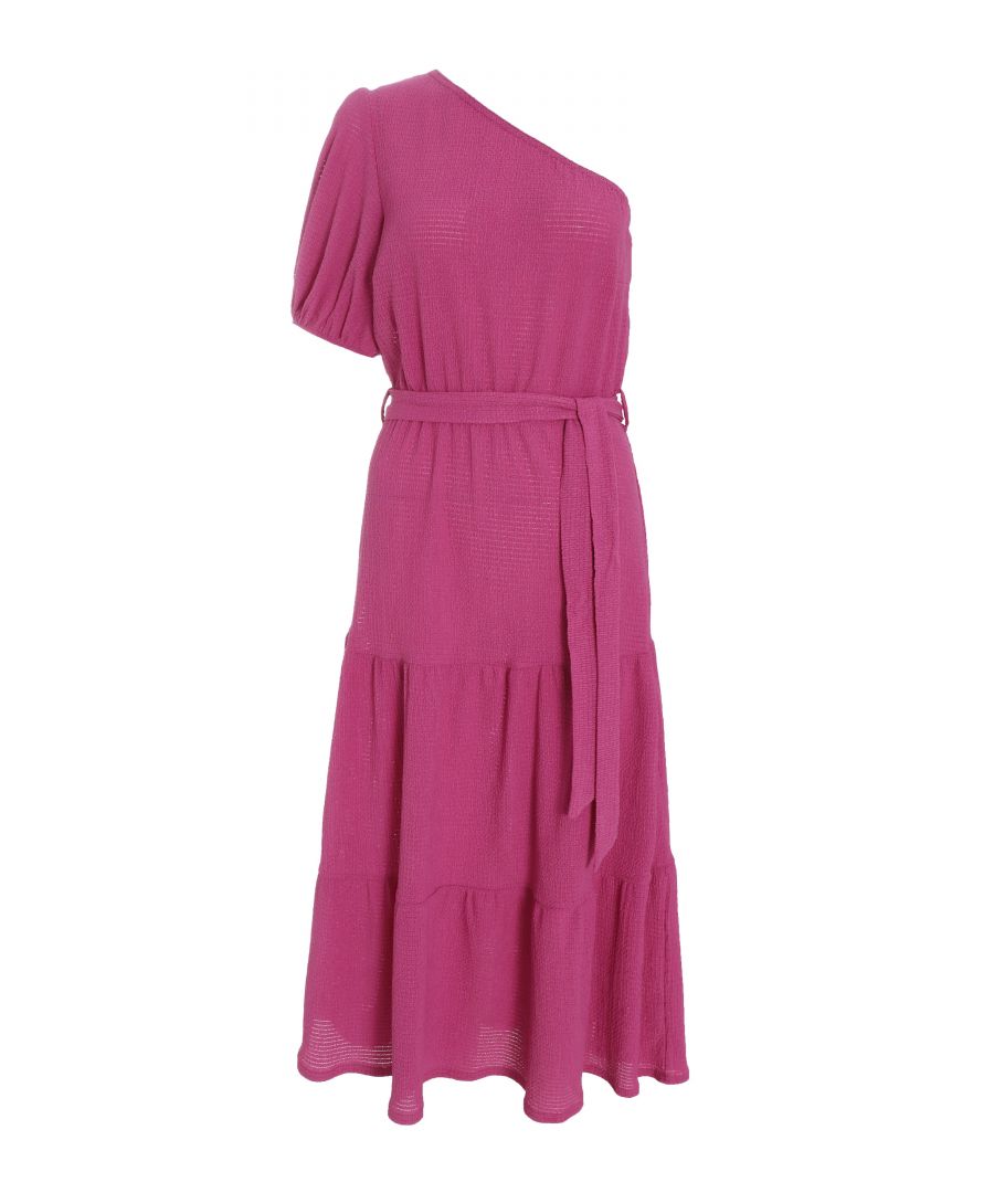 Quiz Womens Pink One Shoulder Midi Dress - Size 16 UK