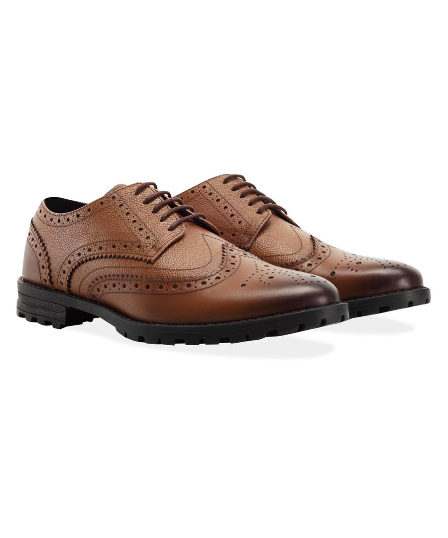 Ikon ANDERSON Mens Leather Lace Up Oxford Formal Evening Smart Brogues Brown Tan 