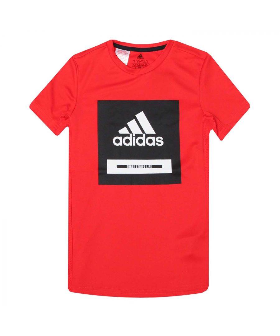 adidas Boys Boy's Junior Bold T-Shirt in red black - Size 9-10Y