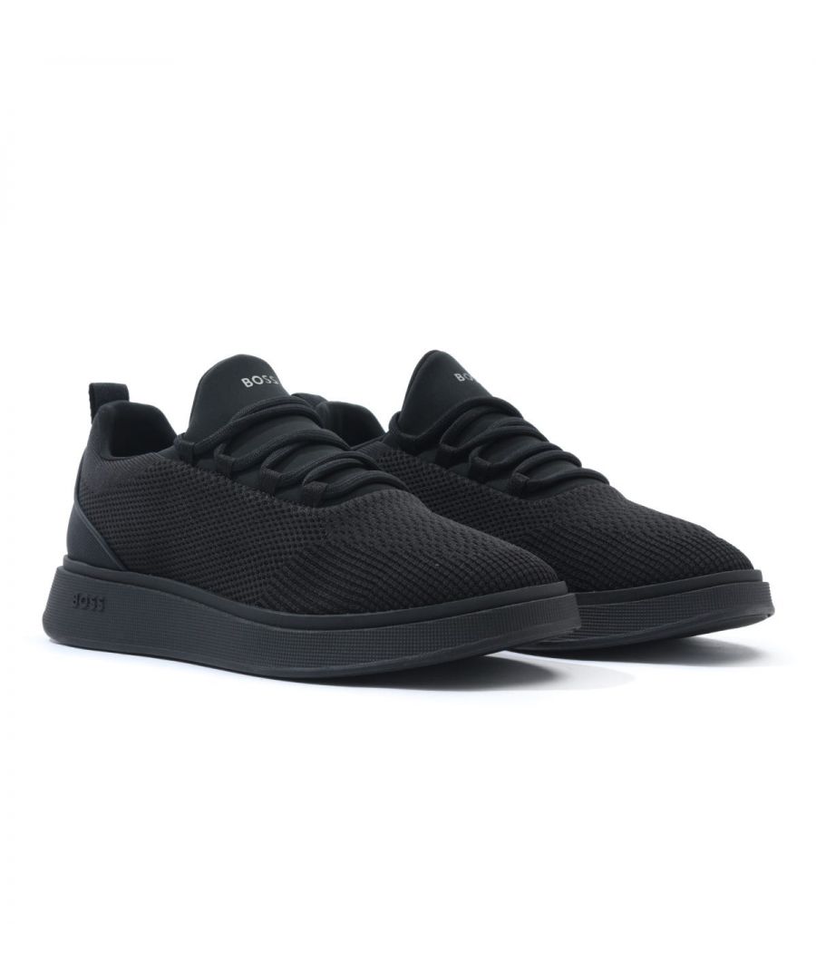 The Bulton trainers from BOSS boasts an elegant and modern profile with clean and fresh look. Crafted from a mix of technical mesh and rubberised details, producing textured and smooth aesthetics creating a stand out look whilst remaining sleek. Featuring a sock like construction with a memory foam insole for optimum comfort and EVA cupsole with a loop lace up system. Finished with the brand new BOSS branding.Knitted Mesh & Rubber Uppers, Textile Lining, EVA-Rubber Cupsole, Memory Foam Insole, Sock-Like Construction, Loop Lace Up System, BOSS Branding.