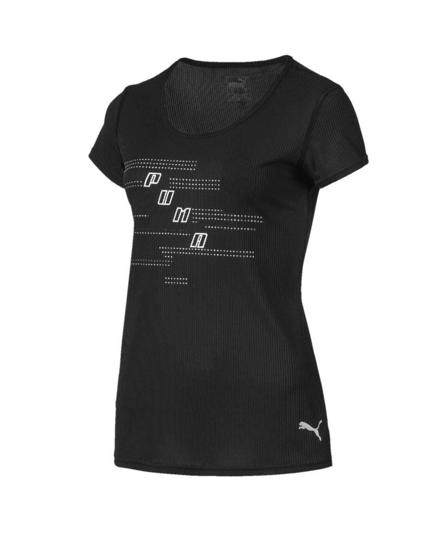 Puma Ignite Short Sleeve Womens Running Tee Logo Print Top 517464 01