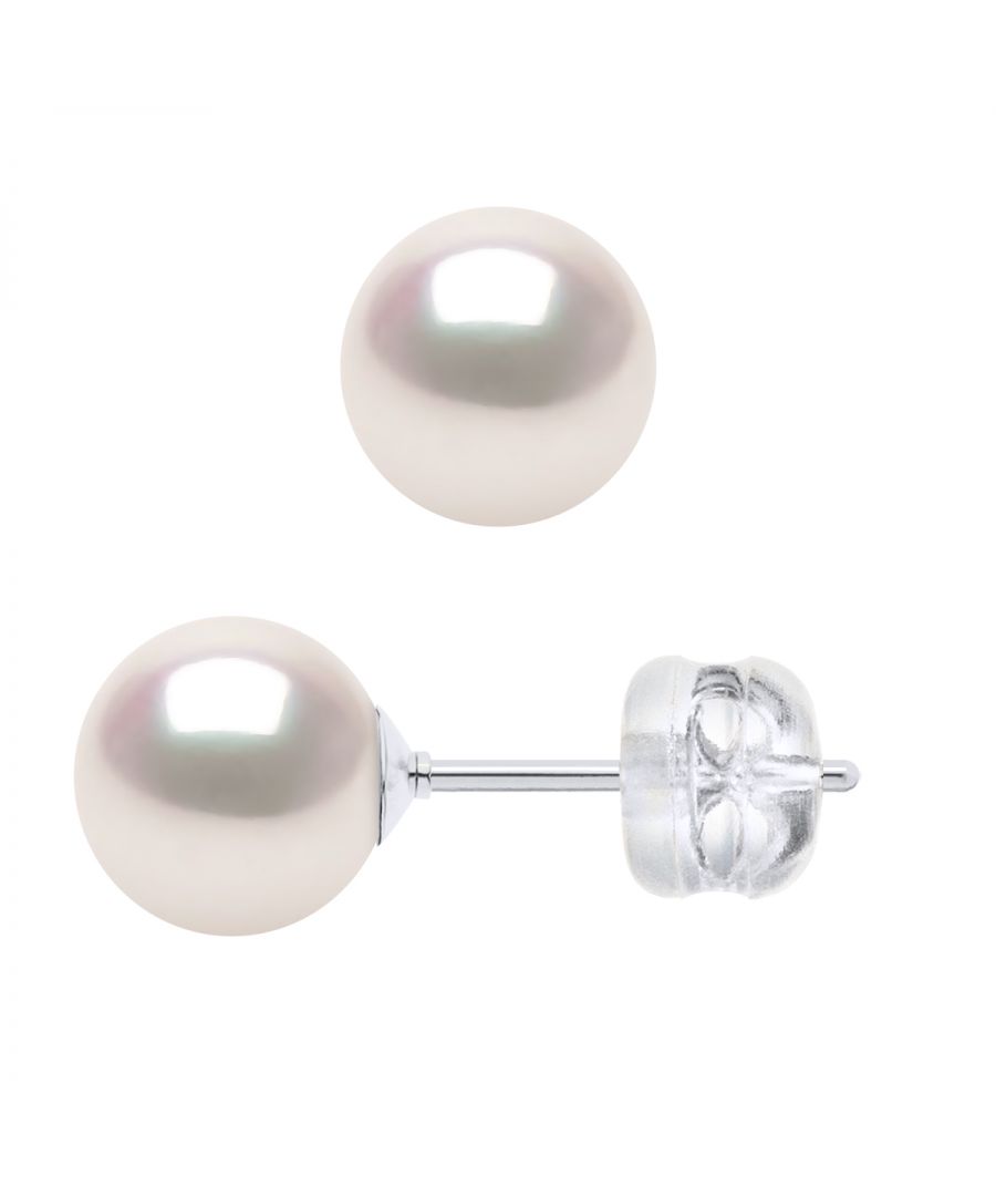 Oorbellen - White Gold 750 duizendste - Akoya gekweekte parels van gecertificeerde JAPANSE - rond 6-7 mm - LUSTER excellent / EAST witroze - silicone kinderwagens beveiligingssysteem - Wordt geleverd in een koffer met een certificaat van echtheid en een garantie internationale - Al onze juwelen gemaakt in Frankrijk.