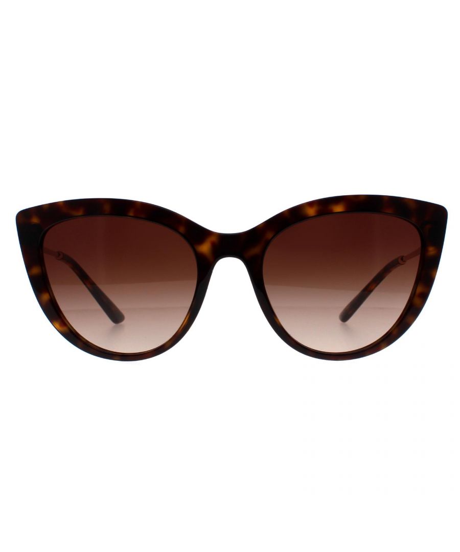 Dolce & Gabbana Cat Eye Womens Havana Brown Gradient DG4408  Sunglasses feature a stunning cat-eye shape, giving you a stylish and sophisticated look. The frames are crafted with premium acetate material and are available in a range of feminine colours that will make you stand out from the crowd.