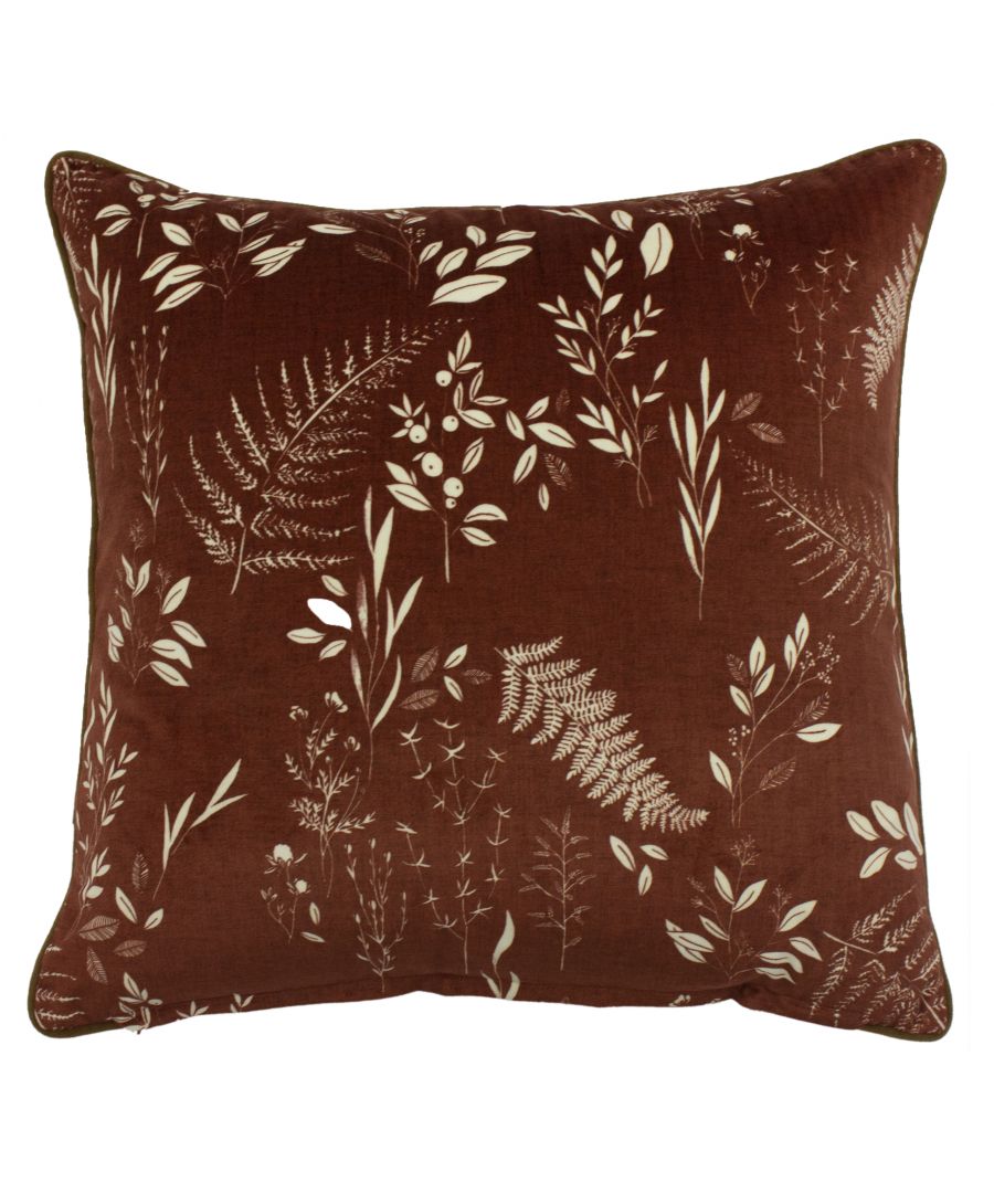 Add a burst of Botanics to your interior with this printed cushion, designed to epitomise the concept of the outdoors being combined within the interiors of the home. This multi-seasonal cushion has a classic botanical print design with a rich earth-toned colourway and contrasting piped edges. A bold botanical print can bring real character and personality to your interior alongside helping you relax when cosying up to this soft, plush cushion.