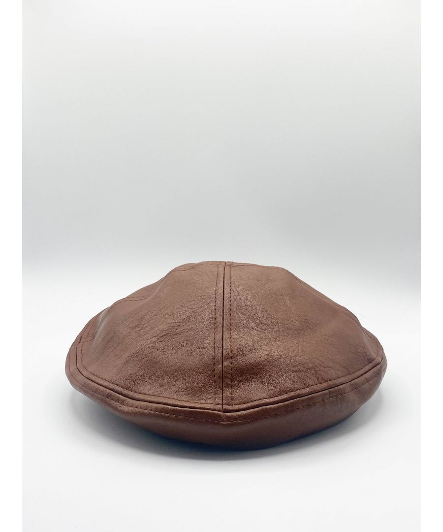 SVNX Men's Brown PU Flat Cap|brown