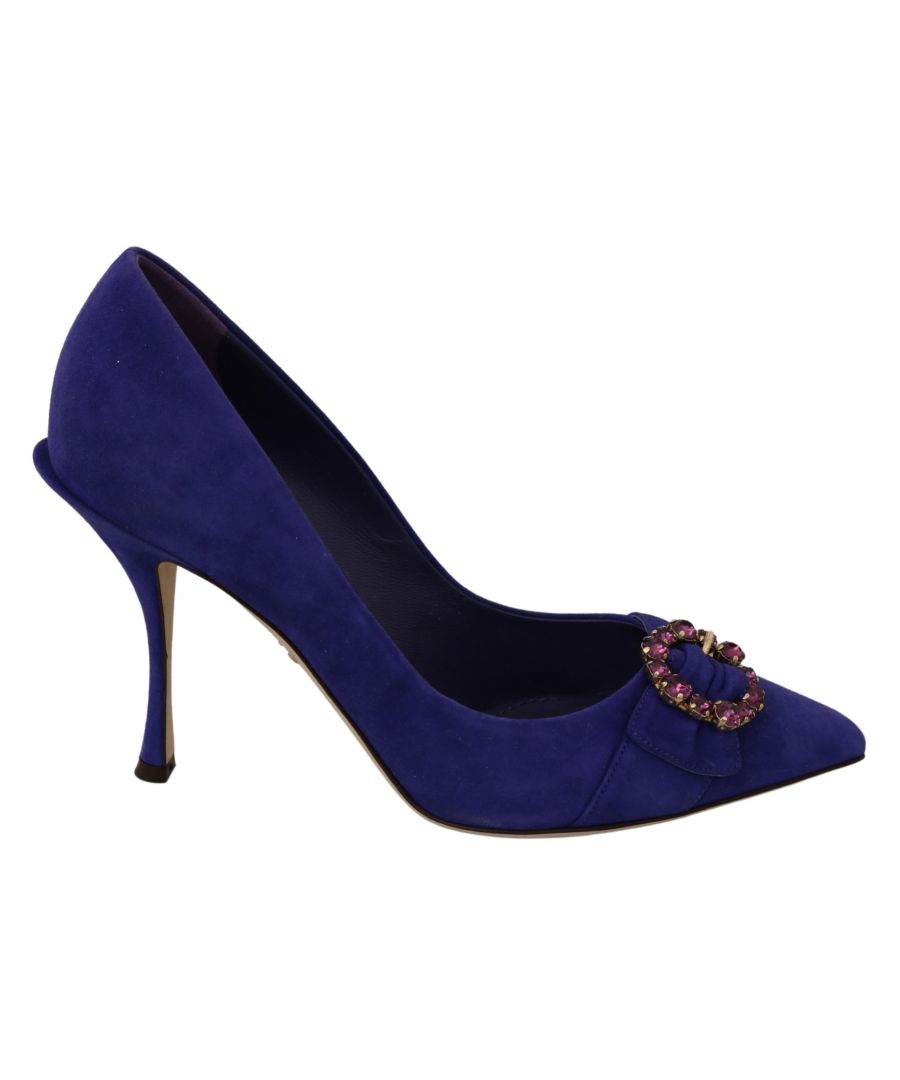Image for Dolce & Gabbana Purple Suede Crystal High Heel Pumps Shoes