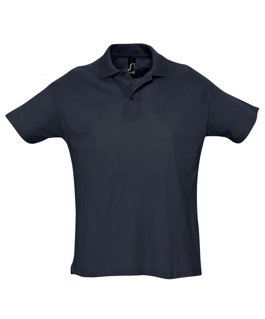 SOLS Mens Summer II Pique Short Sleeve Polo Shirt (Navy) Cotton - Size X-Small