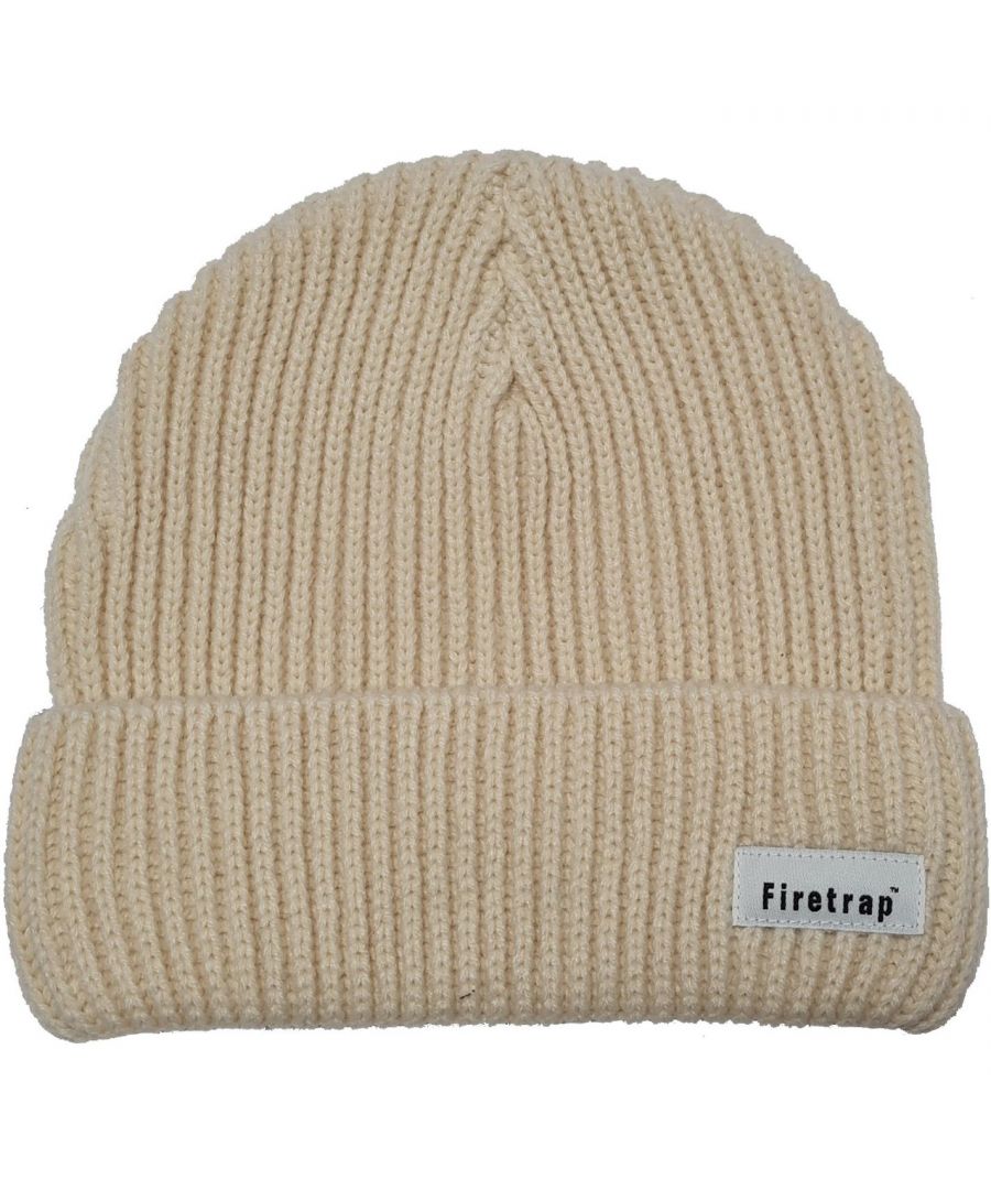 The Firetrap Rib Hat is a modern twist on a ribbed beanie with a turn up cuff. Featuring a Firetrap branded woven badge to the front. 100% Acrylic.