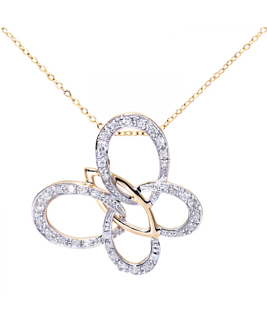 9ct geelgouden diamanten vlinderhanger + 18" spoorketting