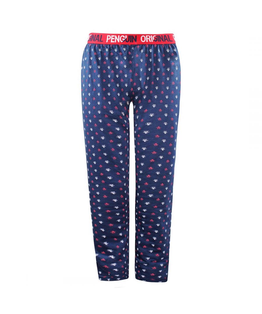 Original Penguin Stretch Waist Navy Mens Lounge Jersey Pyjamas Bottoms MLHPE834