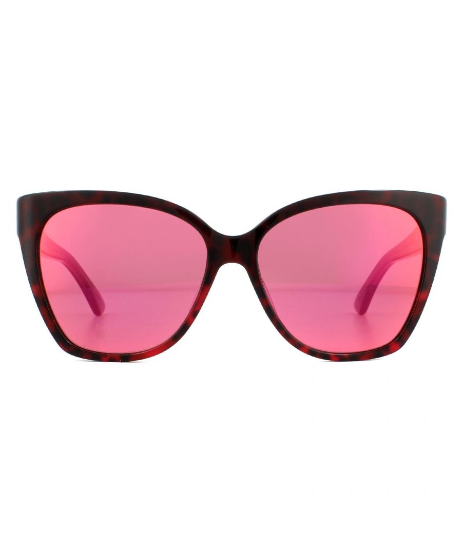 Moschino Sunglasses MOS066/S 3VJ UW Red Animal Print Grey Orange Flash Mirror are a simple and feminine square style crafted from chunky yet lightweight acetate and finished with metal detailing and Moschino branding on the temples.