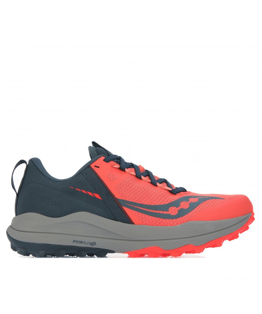 saucony womenss xodus ultra running shoes in orange black textile - size uk 4