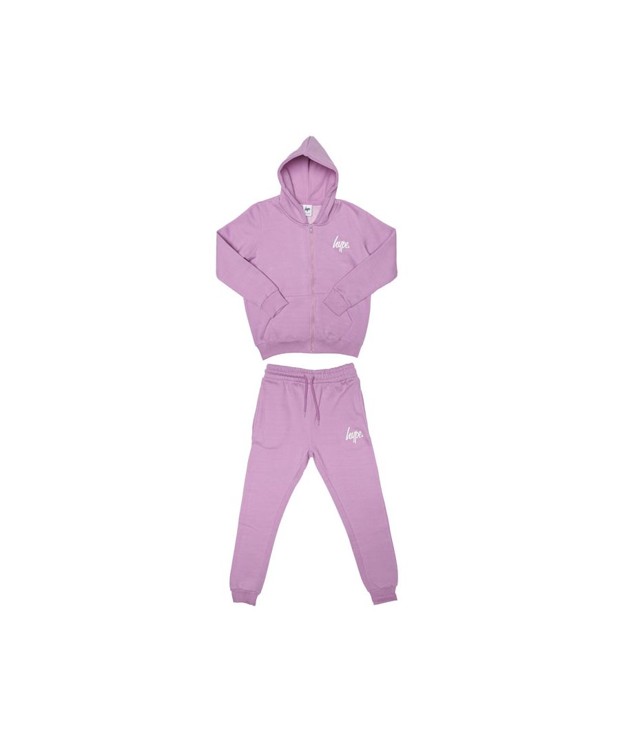 Junior Girls Hype Bundle Tracksuit in lilac. - Sweatshirt:- Lined hood.- Slim Fit.- Full zip fastening.- Kangaroo style pocket to front.- Ribbed cuffs and hem.- Regular fit.- 70% Cotton  30% Polyester. Machine washable.- Pants:- Drawstring waist.- Ribbed cuffs.- Two front pockets. - Regular fit.- 70% Cotton  30% Polyester. Machine washable.- Ref: VWF532J