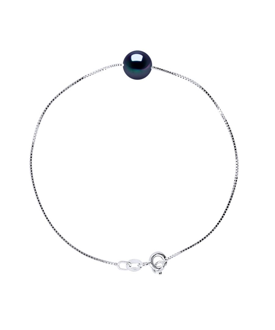 Image for DIADEMA - Bracelet - Real Freshwater Pearls - Black - White Gold