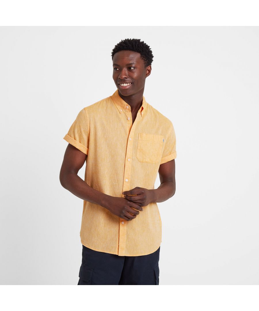 Kahlo Mens Plain Linen Shirt Pearl Blue