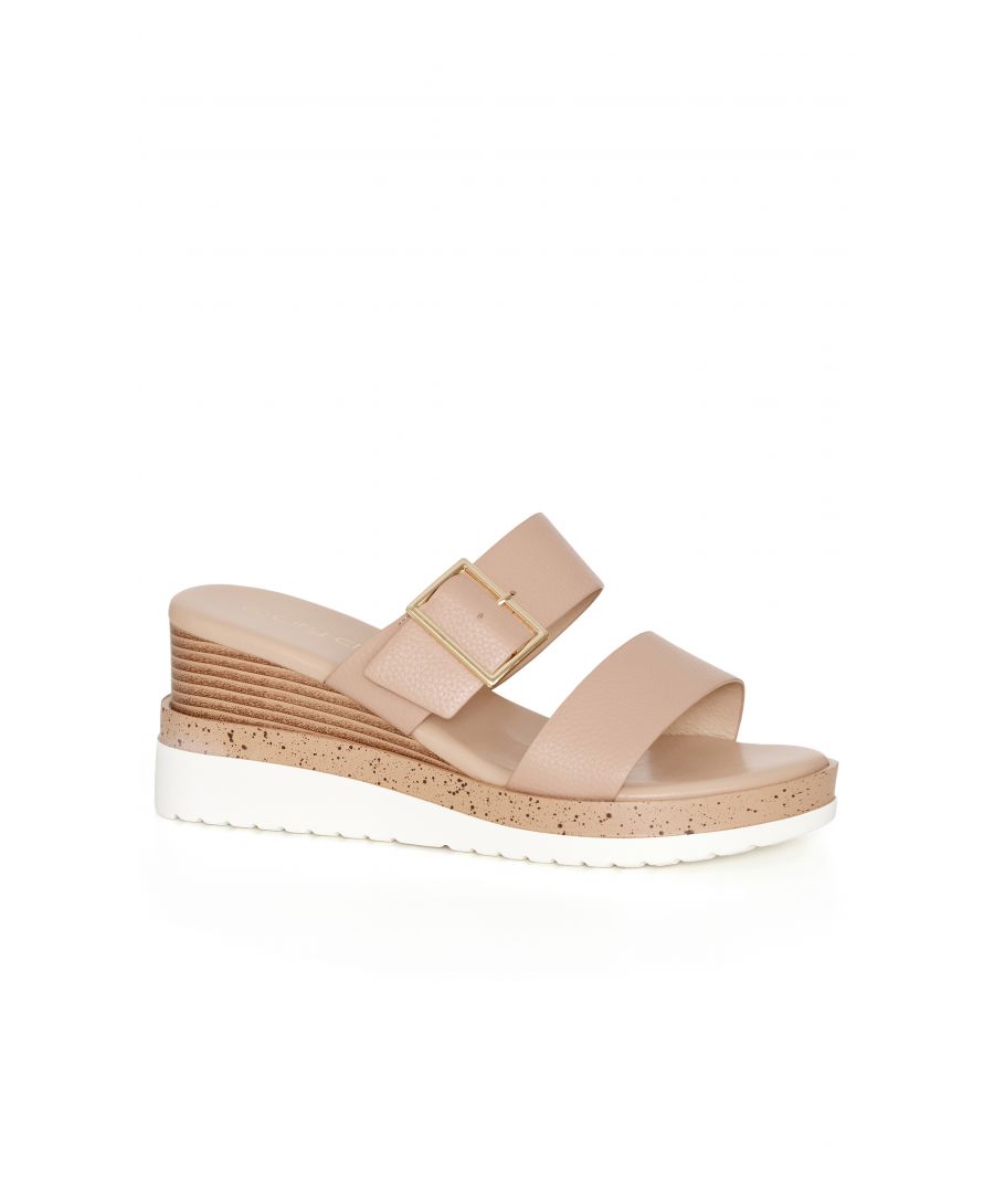 Step out in style in the Gracie Wedge Slide! With a cute buckle detail and a wide cushioned fit, these slides will be on high rotation as you strut your way through summer. Key Features Include: - Round toe - Wide fit - Cushioned insole - Buckle detail - Slip on style - Wedge rise heel Style these wedges with a pair of breezy summer culottes.