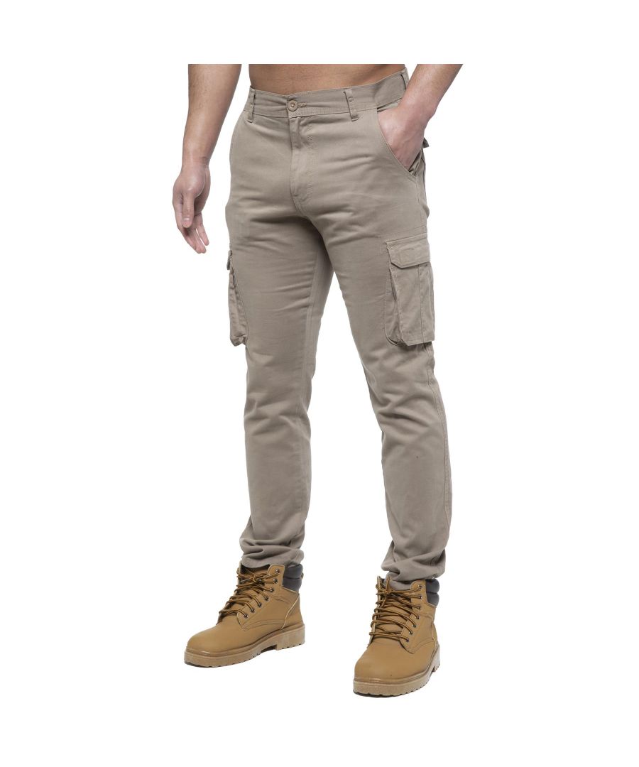 Enzo | Mens Cargo Trousers - Beige Size 42 Regular - Secret Sales