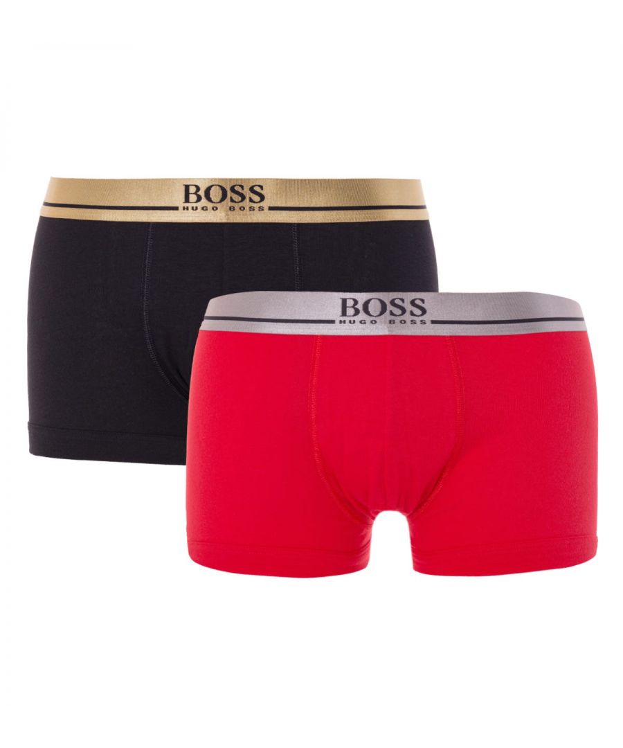 Presented in a BOSS branded gift box his two pack of metallic boxer trunks from BOSS makes the perfect gift for any man who has a love for the finer things in life or a treat for yourself. Crafted from a super soft pure cotton fabric providing a luxe feel with breathability. Featuring an elasticated waistband with metallic sheen and the iconic HUGO BOSS logo.Two Pack, Pure Cotton Jersey, Elasticated Waistband, Metallic Sheen, 100% Cotton, BOSS Branding.