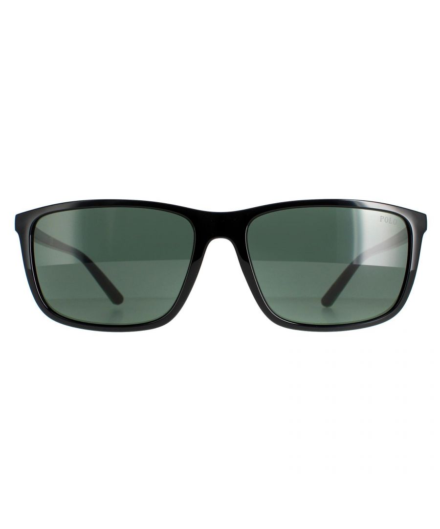 Polo Ralph Lauren Rectangle Mens Shiny Black Green PH4171  Polo Ralph Lauren are a rectangle shape design crafted from lightweight acetate. One piece nose pads ensure all day comfort while slender temples feature the Polo logo for authenticity.