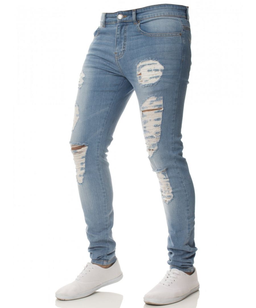 Image for Enzo Men's Denim Ripped Denim Jeans