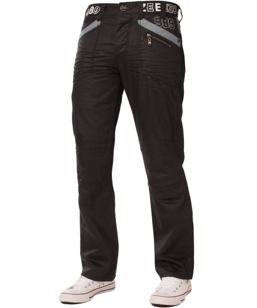 Enzo Jeans | Mens Tapered Black Coated Jeans