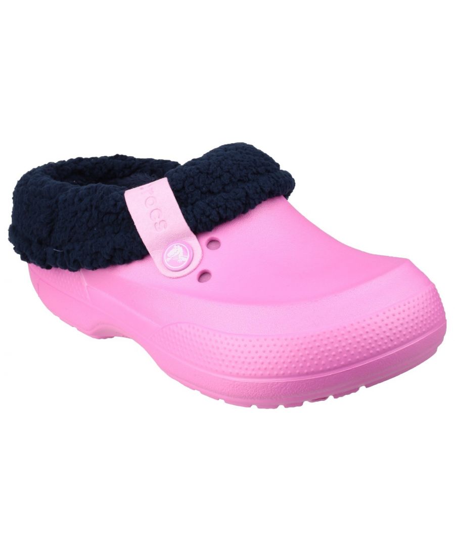 Kids have a funny way of bounding outside no matter what shoes happen to be on their feet. With the warm comfort of a slipper and the versatility of a shoe, these clogs let them go from cozy couch to backyard leaf pile and beyond.Plush, fuzzy liners keep toes toasty. \nLiners are fully removable and washable. \nWaterproof design is great indoors or out. \nDual Crocs Comfort deep cushion with all day support.