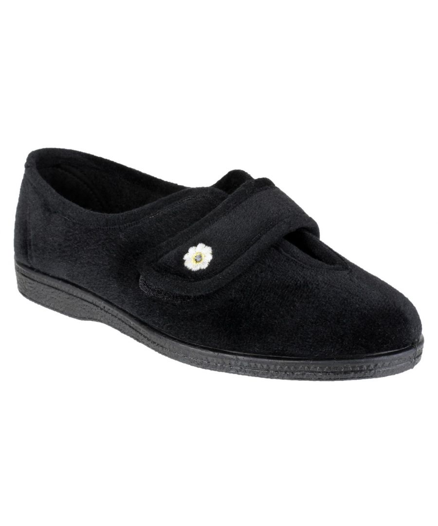 Mirak Womens Andrea Touch Fastening Slipper - Black - Size UK 4