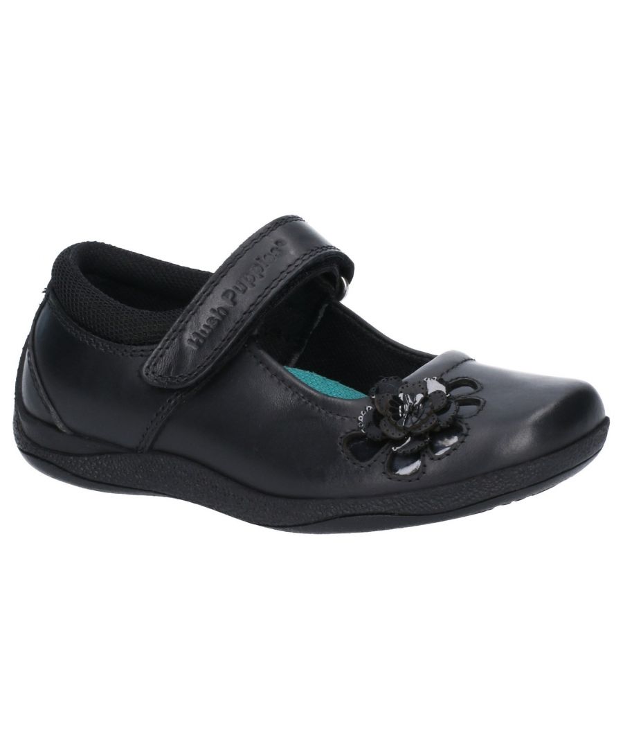 The girls Jessica Back to School shoe from Hush Puppies is a cute Mary Jane crafted with leather and featuring an embroidered floral detail. FIT LEFT FIT RIGHT removable insole feature creates a comfortable, customised fit Fit Left Fit Right - Unique fitting system allows for 5 different width fittings for each individual foot. Every pair of shoes comes with 3 pairs of footbeds Leather