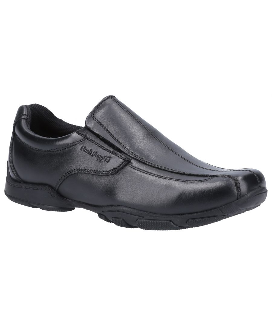 Hush Puppies Mens Elijah Senior School Shoe - Black Leather - Size 3 (UK Shoe)