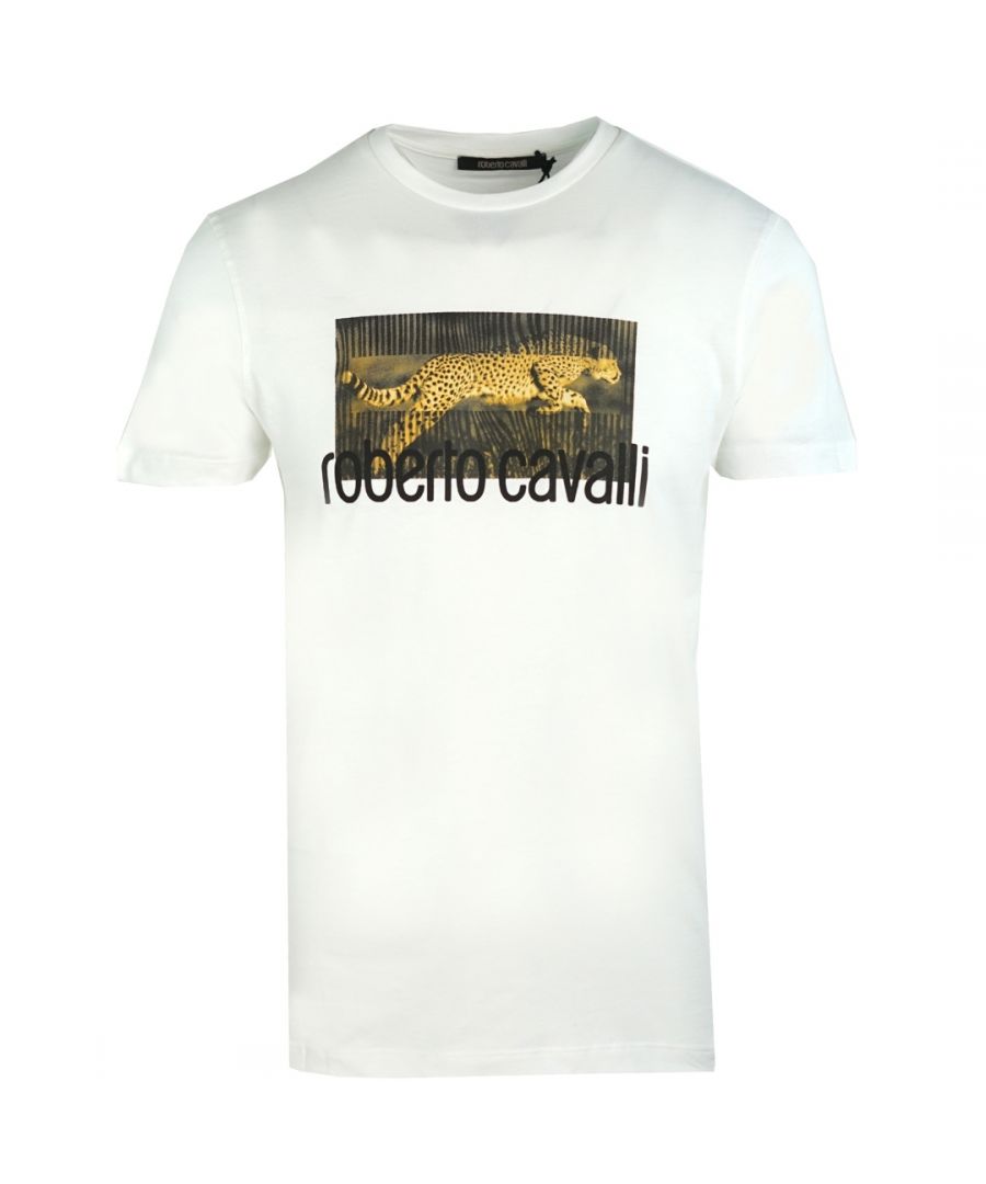 Image for Roberto Cavalli Cheetah Logo White T-Shirt