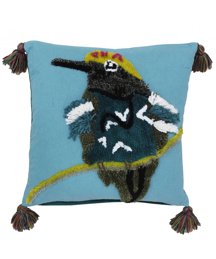 Riva Home Hummingbird Polyester Filled Cushion - Blue Size 50cm (w) x (l)