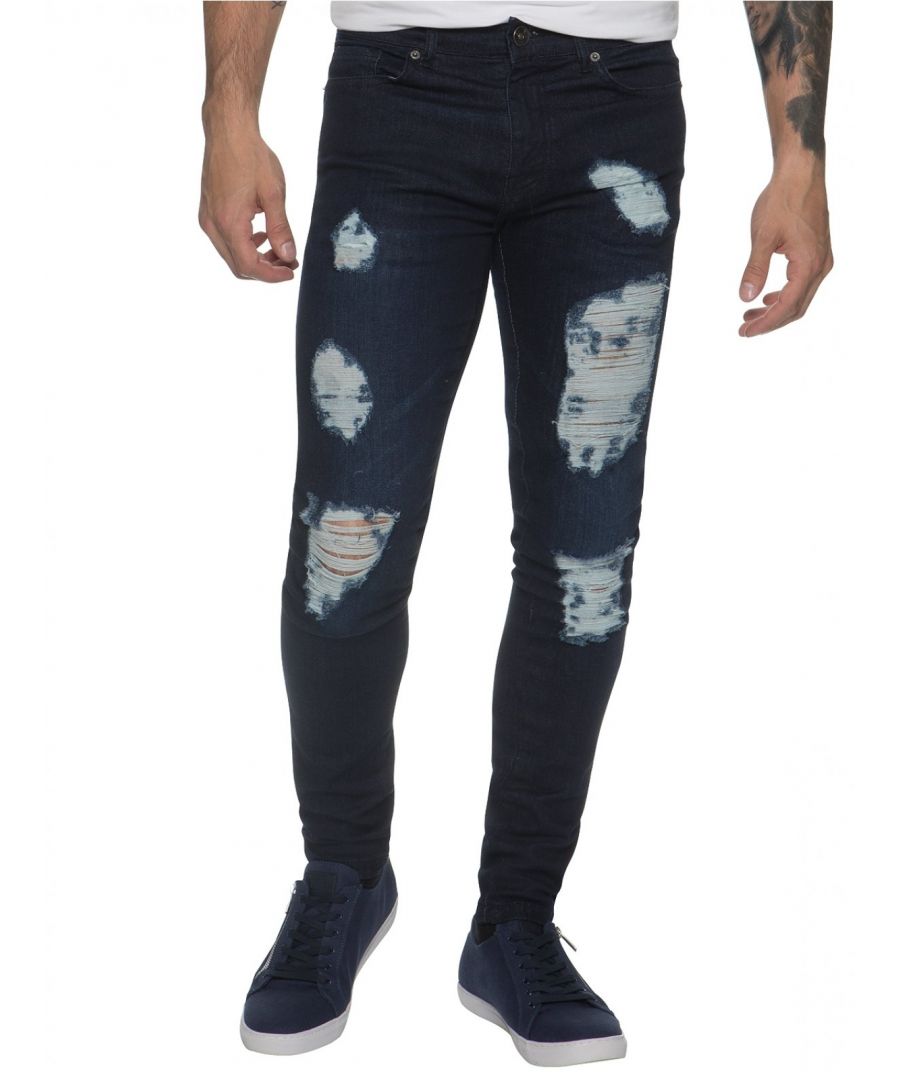 Image for Enzo Men's Denim Ripped Denim Jeans