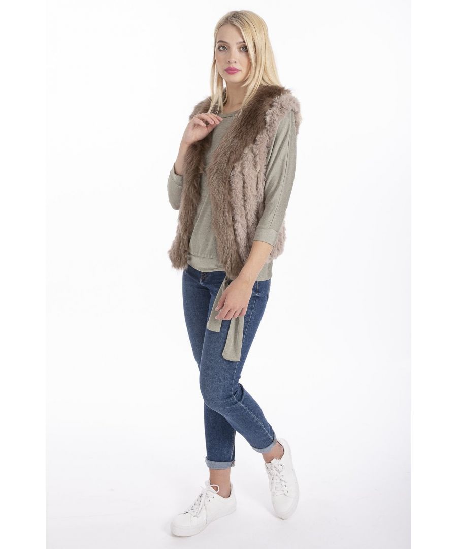 Image for Faux Suede & Knitted Faux Fur Gilet