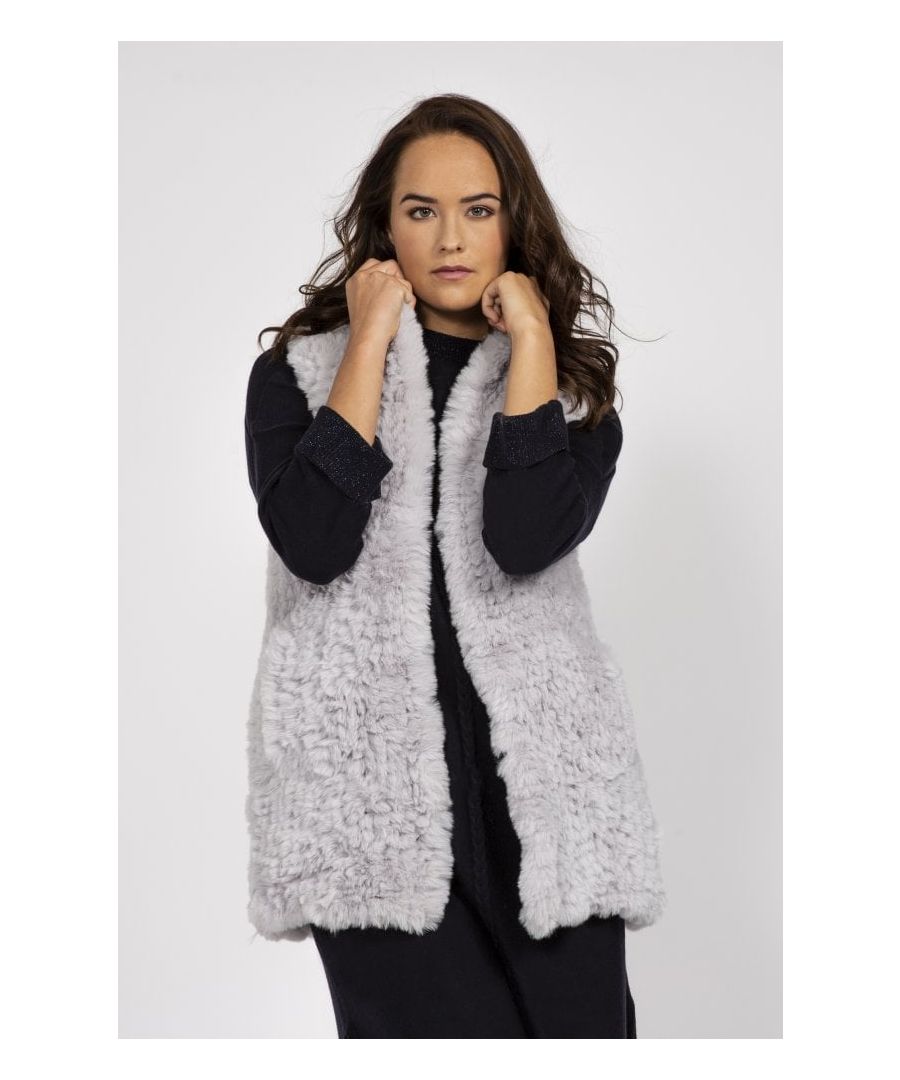 Image for Hand Knitted Faux Fur Long Gilet