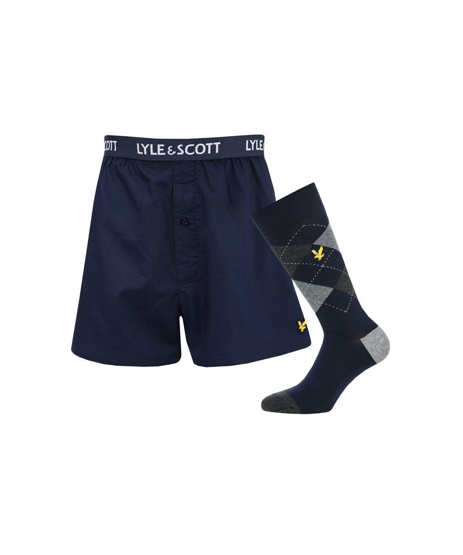 Lyle & Scott Mens And Jonas Boxer Sock Gift Set in Navy - Blue Cotton - Size M