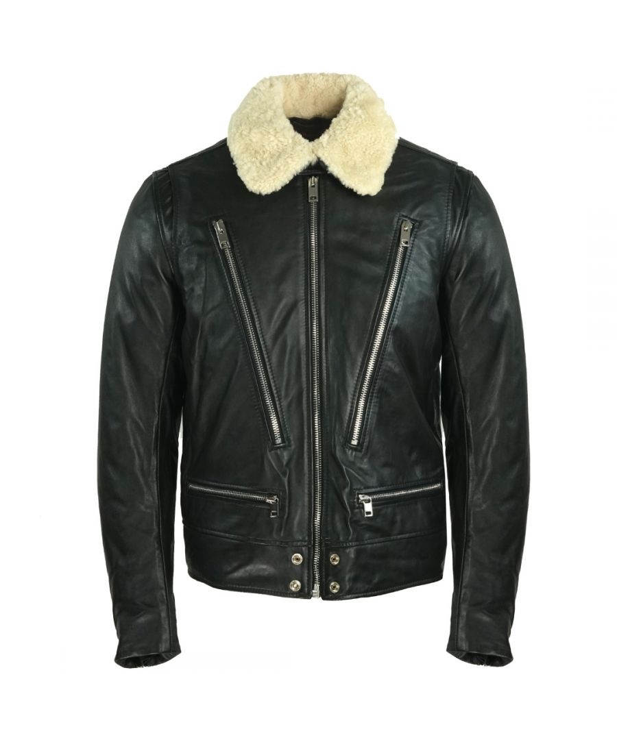 Save 42% DIESEL L-restil Black Hooded Leather Jacket for Men Mens Clothing Jackets Leather jackets 