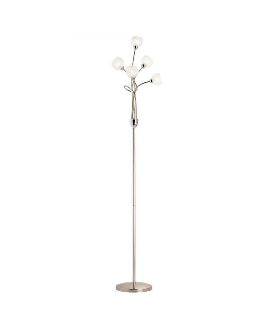 Pagazzi Lonsdale 5 Light Floor Lamp Satin Nickel - Silver Metal - One Size